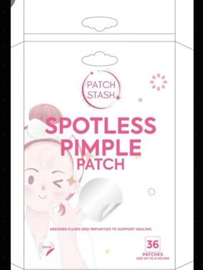 Patch Stash 12mm SPOTLESS Hydrocolloid Pimple Patches – 36 Count, Invisible & Fa